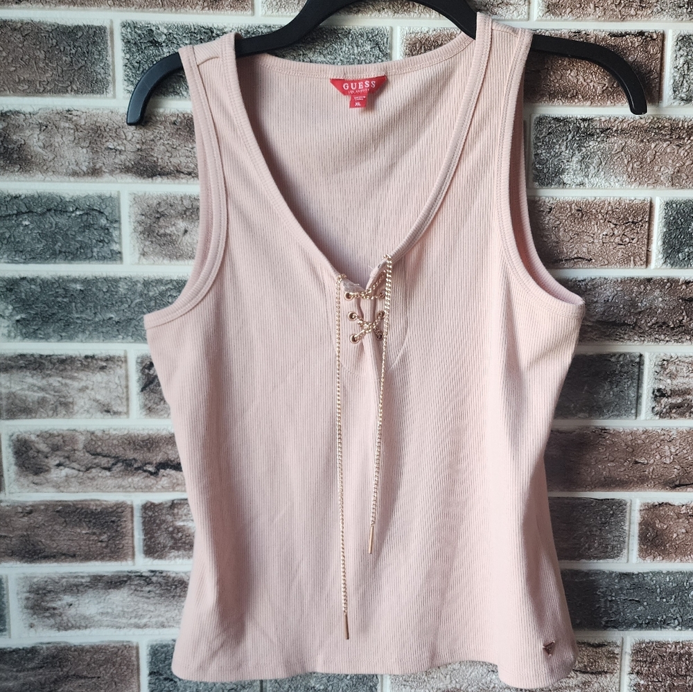 Guess chain lace up tank